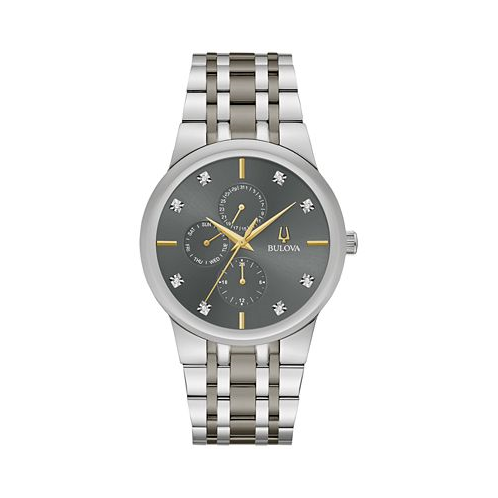 Bulova Mens Modern Diamond Accent Two-Tone Stainless Steel Bracelet Watch 40mm