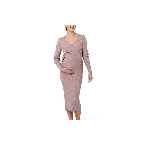 Ripe Maternity Maternity Ripe Heidi Cross Front Nursing Knit Dress Pink Marle