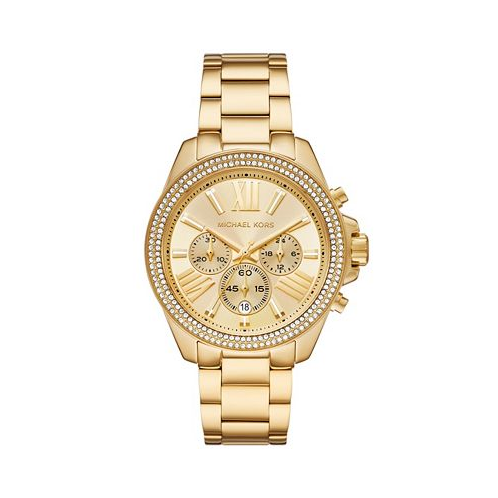 Michael Kors Womens Wren Chronograph Gold-Tone Stainless Steel Watch 42mm