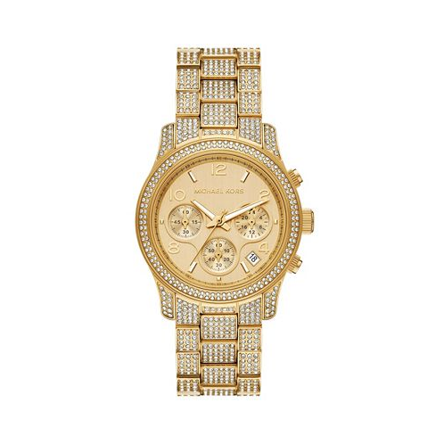Michael Kors Womens Runway Chronograph Gold-Tone Stainless Steel Watch 38mm