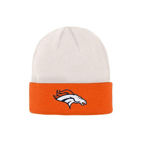 Outerstuff Big Boys and Girls Cream Orange Denver Broncos Bone Cuffed Knit Hat