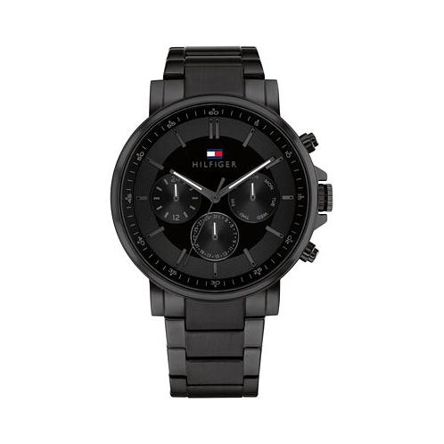 Tommy Hilfiger Mens Multifunction Black Stainless Steel Watch 43mm
