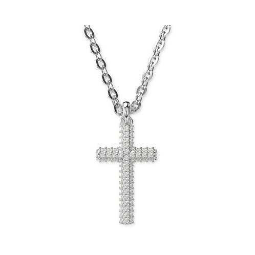 Swarovski Silver-Tone Insigne Crystal Cross Pendant Necklace 15 + 3 extender