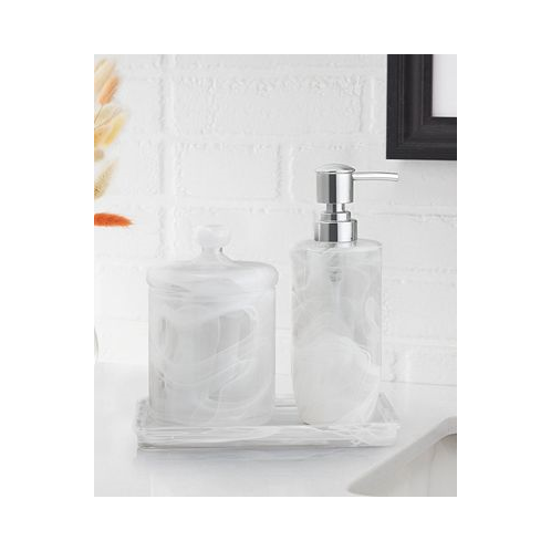 Lavender and Sage Swirl Glass 3-Pc. Bath Accessory Set