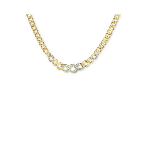 Macys Diamond Cuban Link 18 Chain Necklace (1/3 ct. t.w.) in 14k Gold-Plated Sterling Silver