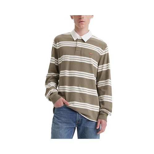 Levis Mens Classic-Fit Striped Long Sleeve Rugby Shirt