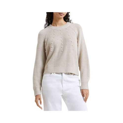French Connection Womens Imitation Pearl Long-Sleeve Lightweight Sweater