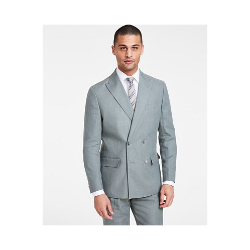Tommy Hilfiger Mens Modern-Fit Double-Breasted Linen Suit Jacket