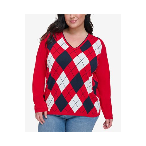 Tommy Hilfiger Plus Size Ivy Cotton Argyle Sweater