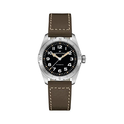 Hamilton Womens Swiss Automatic Khaki Field Expedition Green Leather Strap Watch 37mm