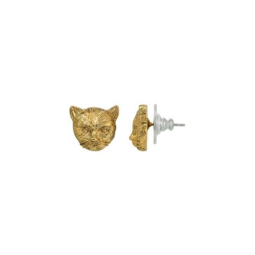 2028 Gold-Tone Cat Stud Earrings