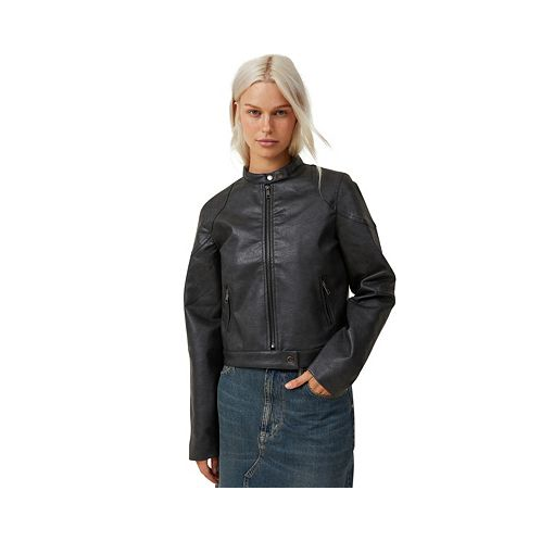 COTTON ON Womens Faux Leather Moto Jacket