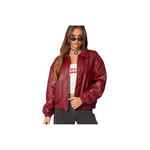Edikted Womens Halley faux leather bomber jacket