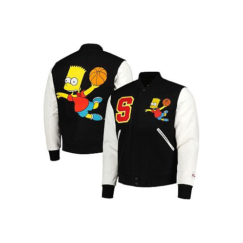 Freeze Max Mens Black The Simpsons Basketball Full-Zip Varsity Jacket
