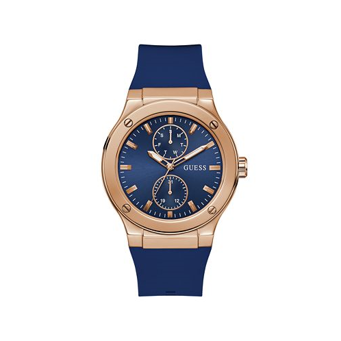 GUESS Mens Multi-Function Blue Silicone Watch 45mm