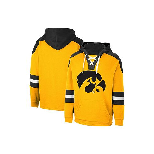 Colosseum Mens Gold Iowa Hawkeyes Lace-Up 4.0 Pullover Hoodie