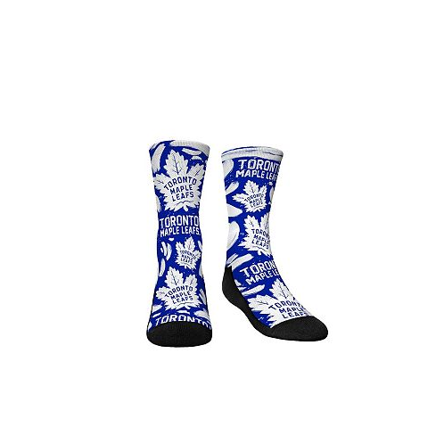 Rock Em Youth Boys and Girls Socks Toronto Maple Leafs Allover Logo and Paint Crew Socks