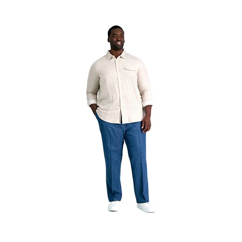 Haggar Mens Big & Tall Stretch Denim Classic-Fit Flat Front Pants