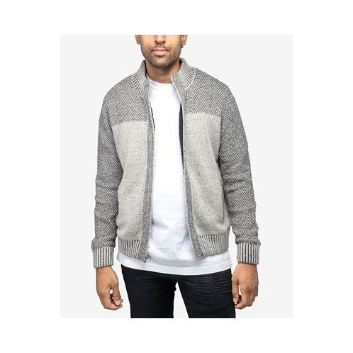 X-Ray Mens Color Blocked Full-Zip High Neck Sweater Jacket