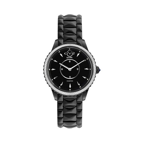 GV2 by Gevril Womens Swiss Quartz Siena Black Stainless Steel Watch 38mm