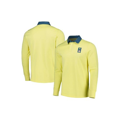 Adidas Mens 2023 Player Yellow New York Red Bulls Travel Long Sleeve Polo Shirt