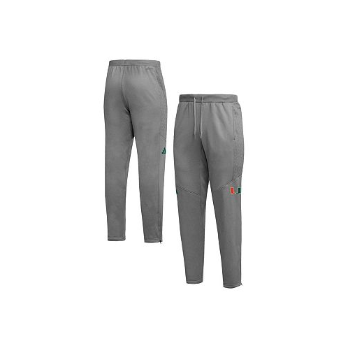 Adidas Mens Gray Miami Hurricanes 2023 Travel AEROREADY Tapered Pants