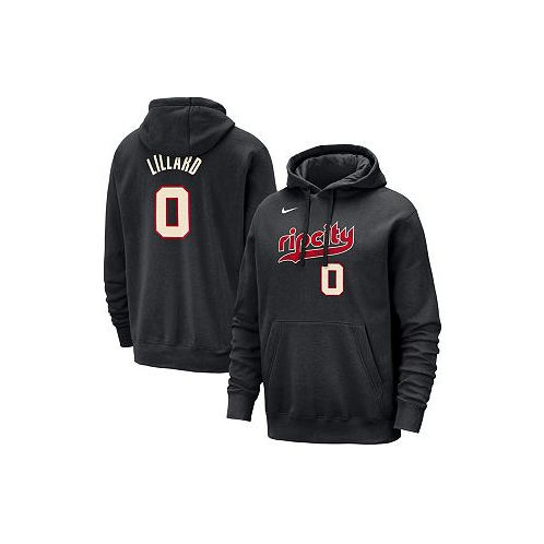 Nike Mens Damian Lillard Black Portland Trail Blazers 2023/24 City Edition Name and Number Pullover Hoodie