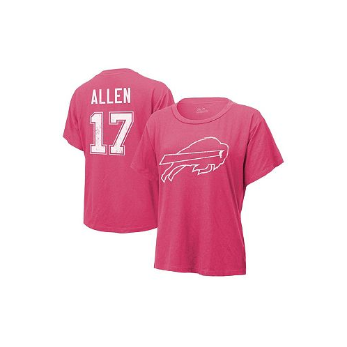 Majestic Womens Threads Josh Allen Pink Distressed Buffalo Bills Name and Number T-shirt