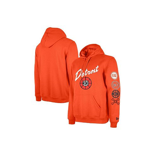 New Era Mens Orange Detroit Pistons Big and Tall 2023/24 City Edition Jersey Pullover Hoodie