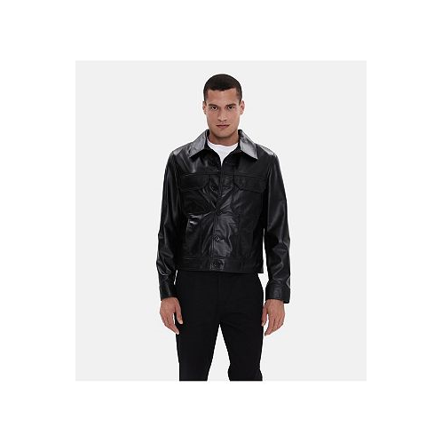 Furniq UK Mens Casual Leather Jacket Black