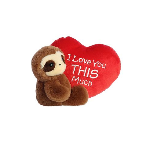 Aurora Small I Love You This Much Sloth Valentine Heartwarming Plush Toy Brown 9