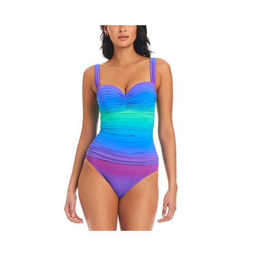 Bleu by Rod Beattie Womens Heat Of The Moment Shirred Bandeau One-Piece Swimsuit