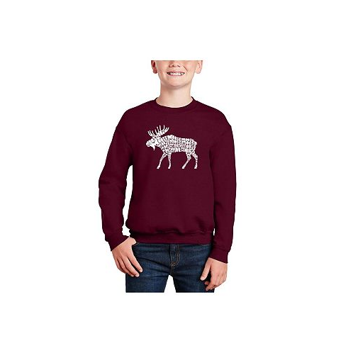 LA Pop Art Moose - Big Boys Word Art Crewneck Sweatshirt