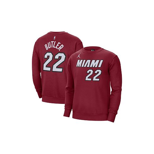 Jordan Mens Jimmy Butler Red Miami Heat Statement Name and Number Pullover Sweatshirt