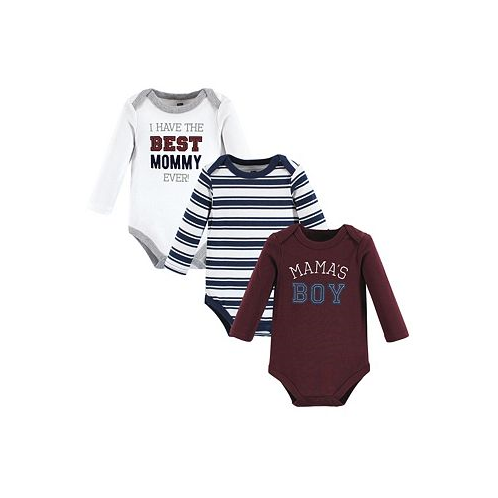 Hudson Baby Baby Boys Cotton Long-Sleeve Bodysuits Mamas 3-Pack