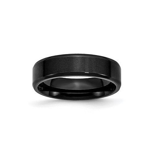 Chisel Stainless Steel Brushed Black IP-plated 6mm Edge Band Ring