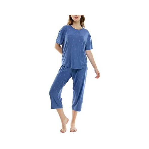 Roudelain Womens 2-Pc. Cropped Anchor-Print Pajamas Set