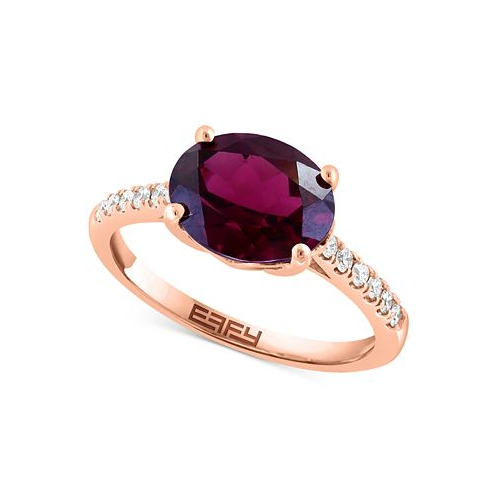EFFY Collection EFFY Rhodolite (3 ct. t.w.) & Diamond (1/4 ct. t.w.) Ring in 14k Rose Gold