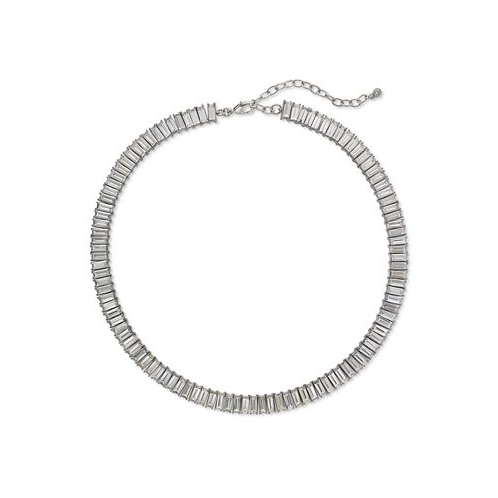 On 34th Baguette Crystal All-Around Collar Tennis Necklace 15 + 3 extender