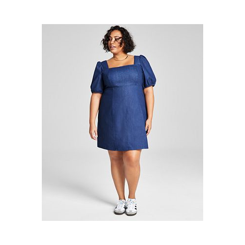 And Now This Trendy Plus Size Square-Neck Denim Dress