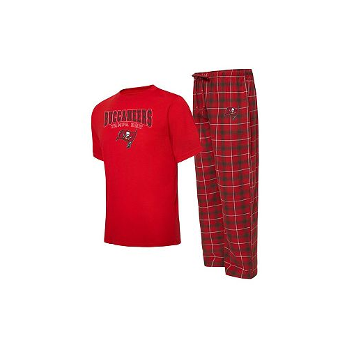 Concepts Sport Mens Red Pewter Tampa Bay Buccaneers Arctic T-shirt and Pajama Pants Sleep Set