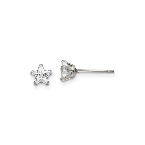 Chisel Stainless Steel Polished Star CZ Stud Earrings