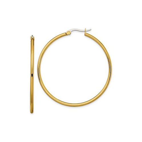 Chisel Stainless Steel Polished Yellow plated Hoop Earrings
