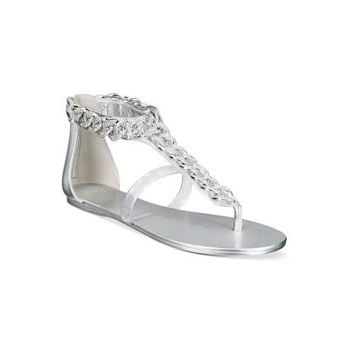 AAJ By Aminah Womens Aurora Crystal Chain Flat Sandals