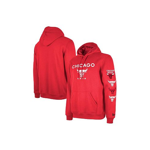 New Era Mens Red Chicago Bulls Big and Tall 2023/24 City Edition Jersey Pullover Hoodie