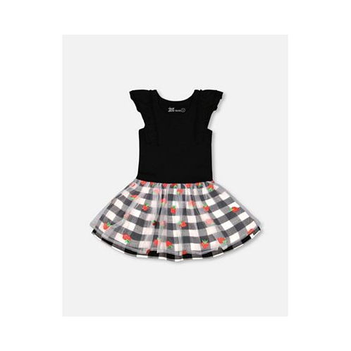 Deux par Deux Girl Bi-Material Dress With Mesh And Vichy Skirt - Child