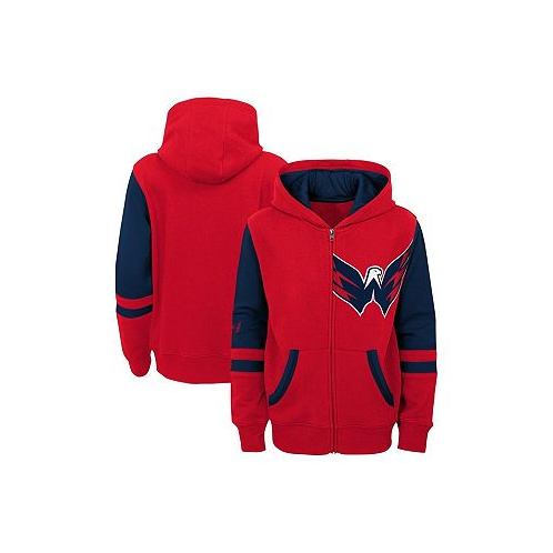 Outerstuff Big Boys Red Washington Capitals Face Off Color Block Full-Zip Hoodie