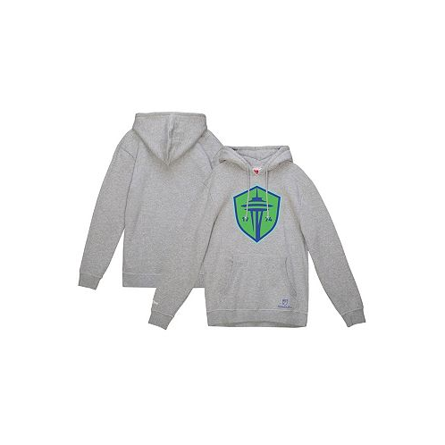 Mitchell & Ness Mens Heather Gray Seattle Sounders FC Primary Logo Pullover Hoodie