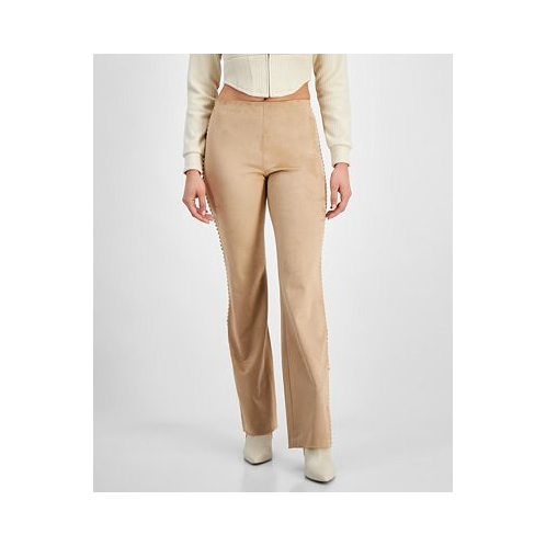 GUESS Womens Ornella Faux-Suede Whipstitched Pants
