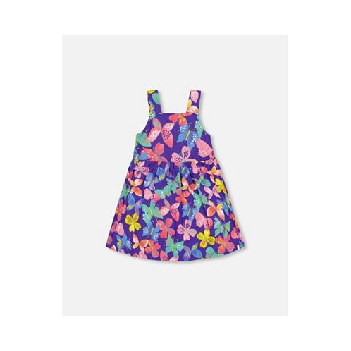 Deux par Deux Girl Sleeveless Dress Printed Colorful Butterflies - Toddler|Child